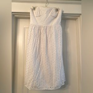 Cynthia Steffe White Strapless Eyelet Bustier Midi Dress Size 8